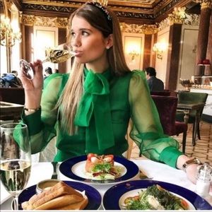 NWT Zara green organza blouse